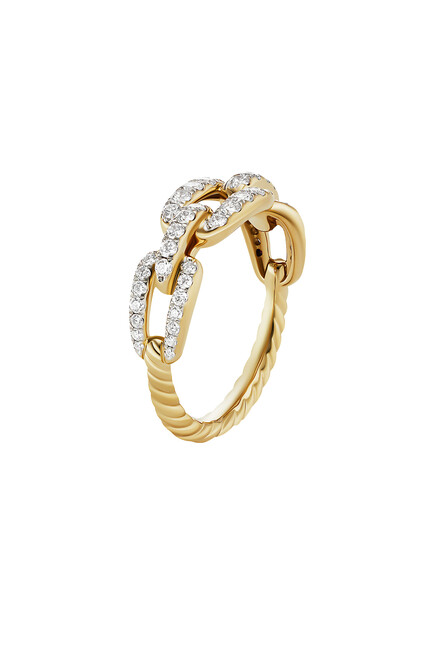 Stax Chain Link Ring, 18k Yellow Gold & Diamonds